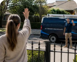Plumber leaving a completed job in Yagoona